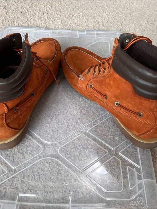 Timberland Oakwell 7-Eye Moc Toe Boots Orange Size 12M